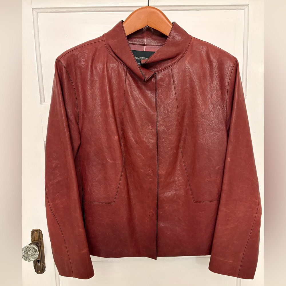 Fabulous Lafayette 148 New York rust colored leather jacket M